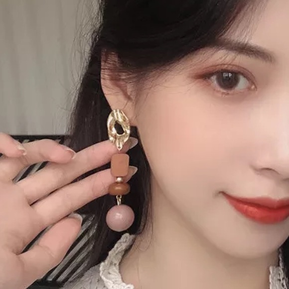 Long Wood Acrylic Earrings - Picture 3 of 5